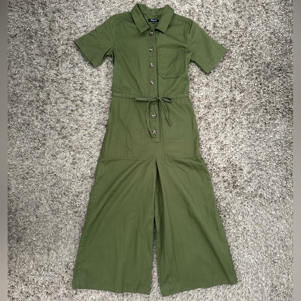 Madewell wide-leg utility olive green jumpsuit
